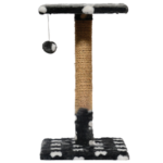 Ansamblu de joaca pentru pisici, tip polita pe suport cu ciucure, negru/alb