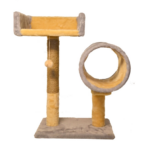 Ansamblu de joaca pentru pisici, tip canapea cu tunel, gri/bej