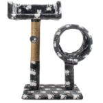 Ansamblu de joaca pentru pisici, tip canapea cu tunel, gri/alb