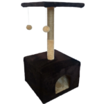 Ansamblu de joaca pentru pisici, tip turn cu platforma, casuta si ciucuri, maro