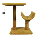 Ansamblu de joaca pentru pisici, tip polita cu ciucure si semitunel, bej