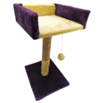 Ansamblu de joaca pentru pisici, tip coloana cu canapea si ciucure, mov/bej