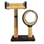 Ansamblu de joaca pentru pisici, tip canapea cu tunel, maro/bej