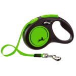 Lesa retractabila Flexi New Neon, 5 m, 25 kg, Plastic, marimea M, Verde