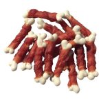 Set Recompense pentru Caini, Os din piele invelit cu Carne de Rata, 65 buc