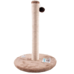 Ansamblu de joaca pentru pisici, tip Scratchboard pe suport rotund cu ciucure, bej