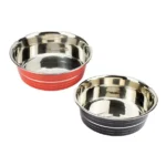 Bol pentru hrana animale, inox, diametru 11 cm, Ro?u/Negru