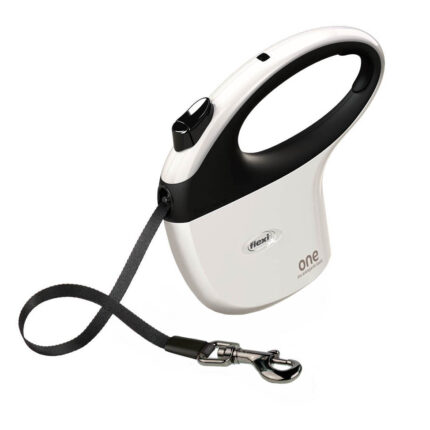 Lesa Flexi One for all cu banda, 5m, pana la 30 kg, alb/negru