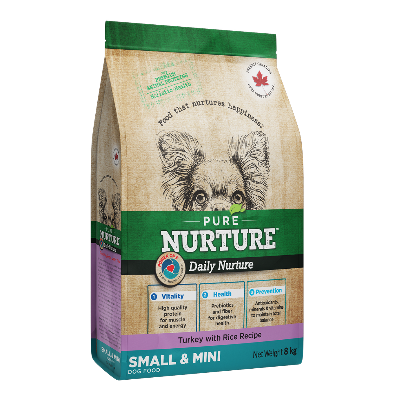 3005_8kg Hrana pentru caini de talie mica si mini Pure Nurture, cu orez si curcan, 8kg - imagine 1