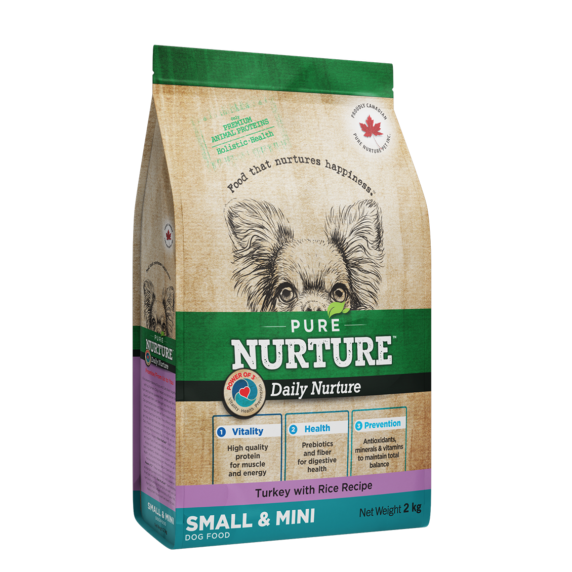 3006_2kg Hrana pentru caini de talie mica si mini Pure Nurture, cu orez si curcan, 2kg - imagine 1