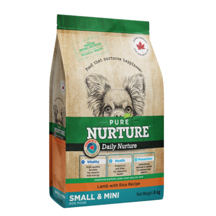 Hrana pentru caini de talie mica si mini Pure Nurture, cu miel si orez, 8kg