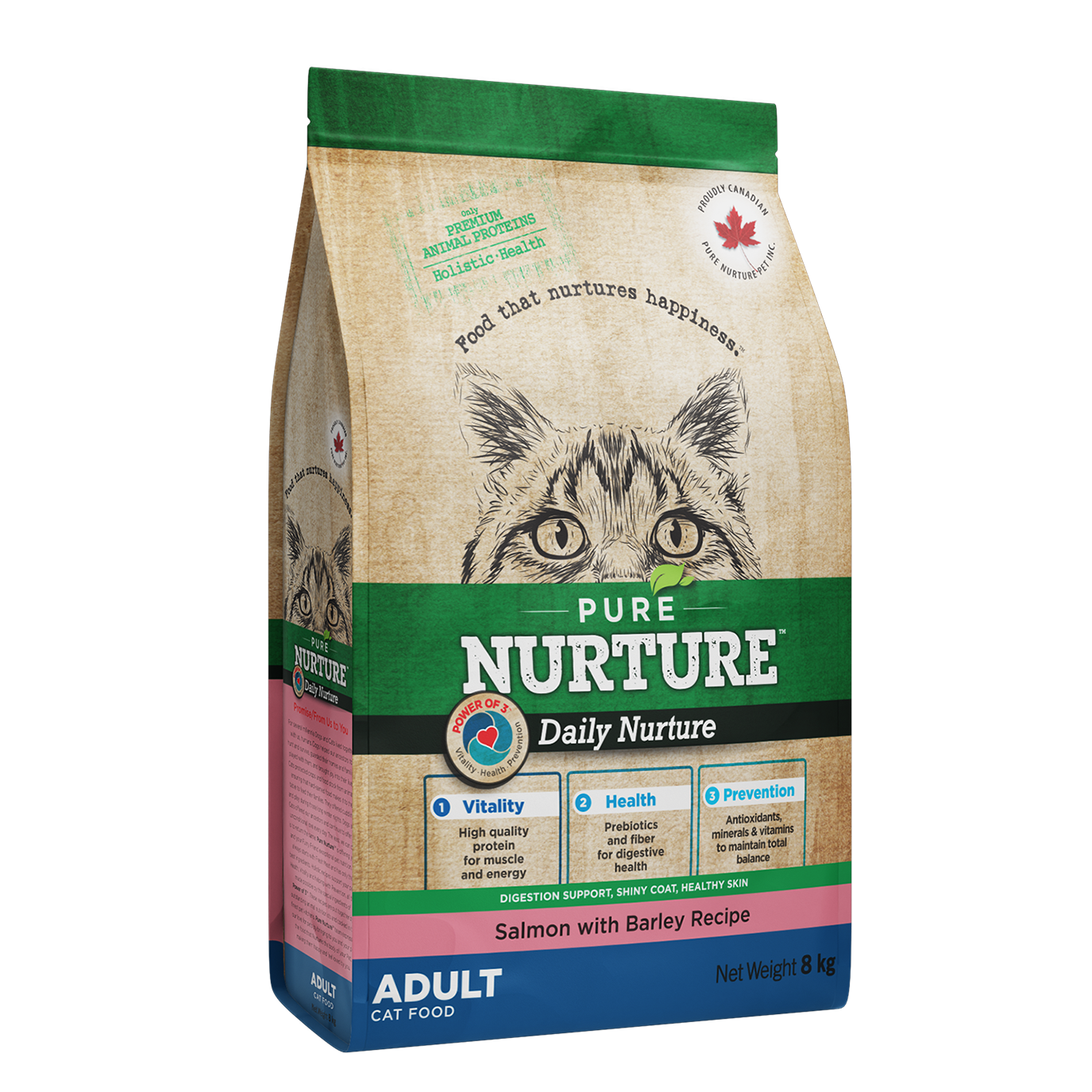 3019_8kg Hrana pentru pisici adulte Pure Nurture, cu orz si somon, 8kg - imagine 1