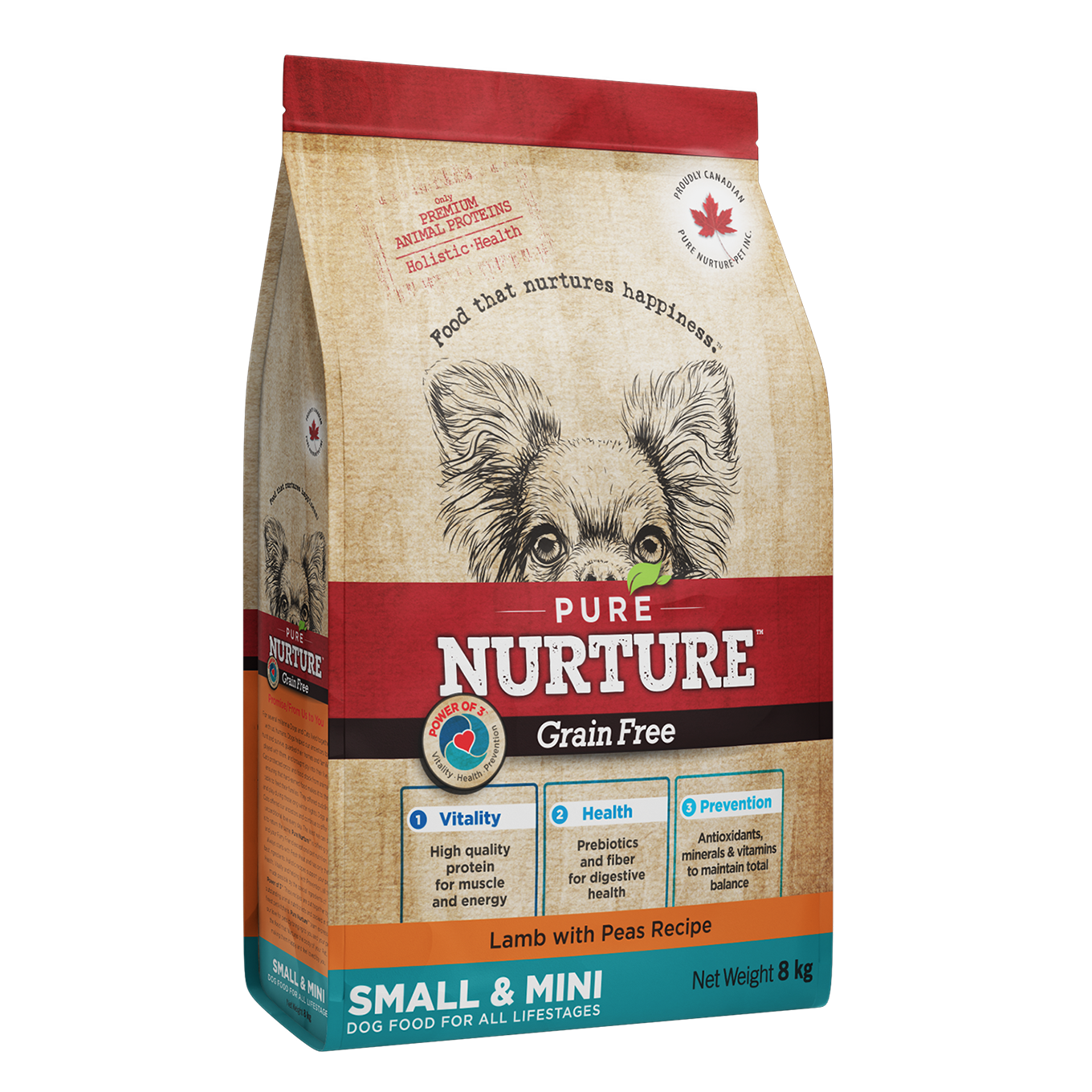 3023_8kg Hrana pentru caini de talie mica si mini Pure Nurture Grainfree, cu miel si mazare, 8kg - imagine 1