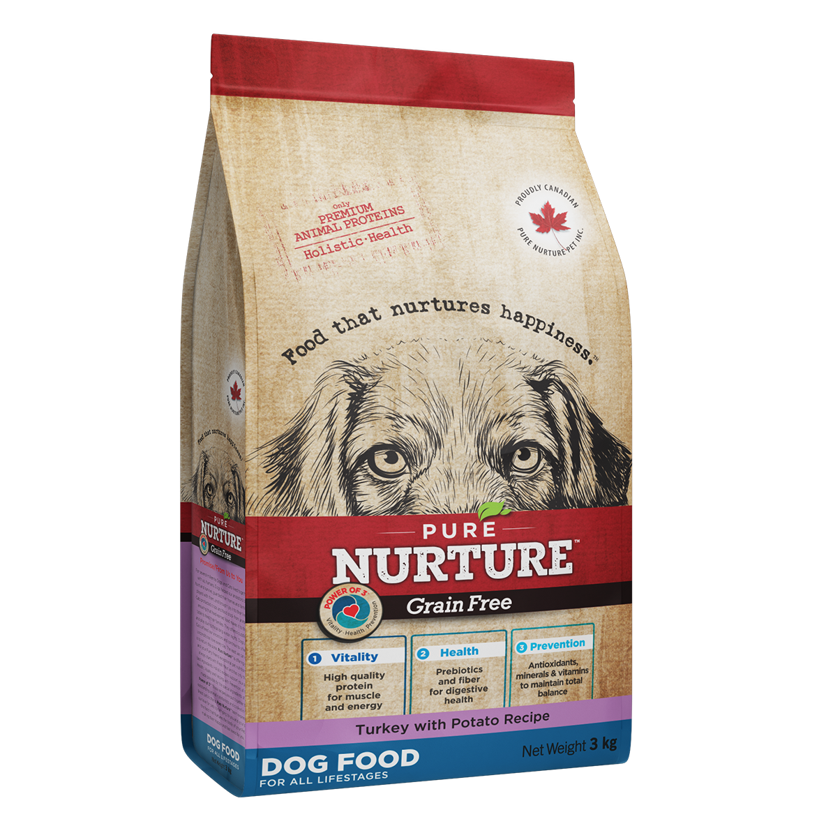 3026_3kg Hrana pentru caini de talie mare si medie Pure Nurture Grainfree, cu cartofi si curcan, 3kg - imagine 1