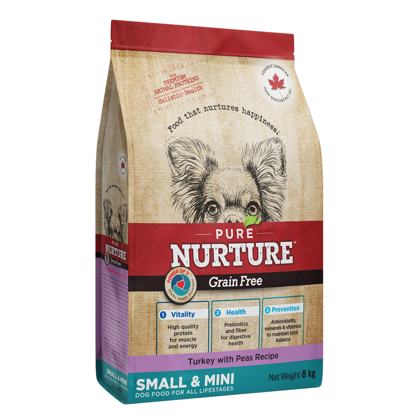 3027_8kg Hrana pentru caini de talie mica si mini Pure Nurture Grainfree, cu mazare si curcan, 8kg - imagine 1