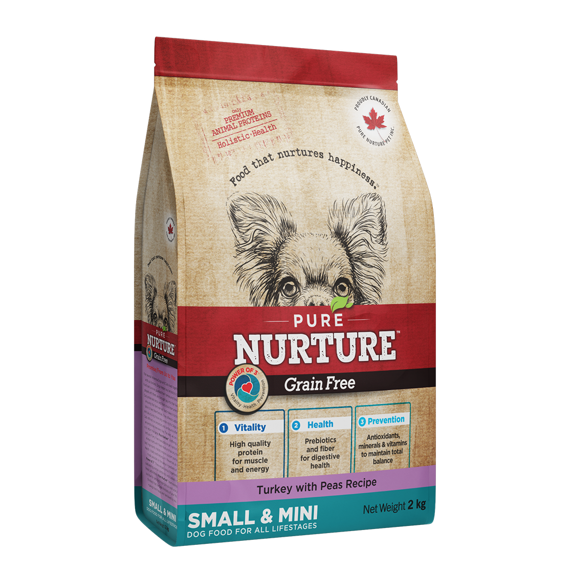 3028_2kg Hrana pentru caini de talie mica si mini Pure Nurture Grainfree, cu mazare si curcan, 2kg - imagine 1