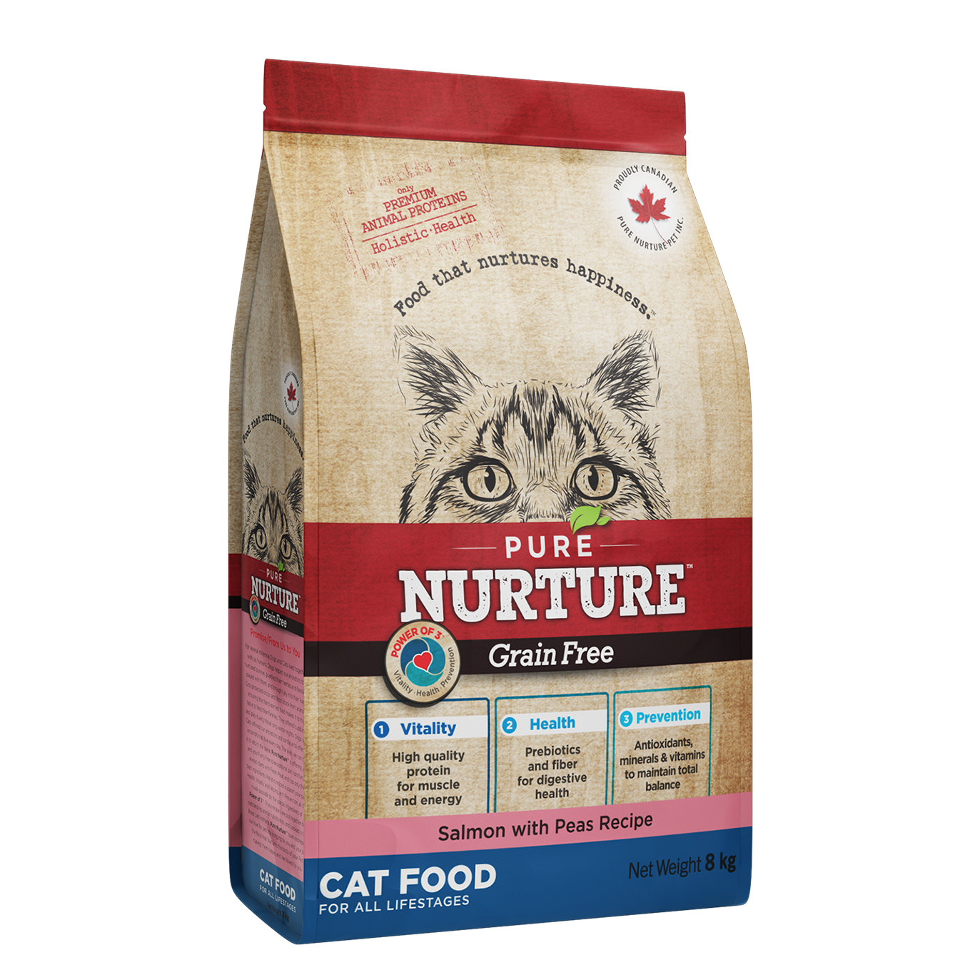 3035_8kg Hrana pentru pisici all breed Pure Nurture Grainfree, cu somon si mazare, 8kg - imagine 1